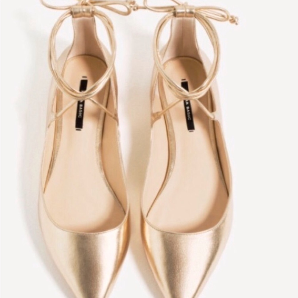 Zara golden flats